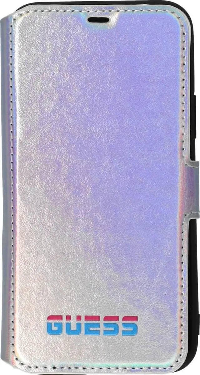 GUESS iPhone 11 Pro Hoesje - Effen Zilver - Kunstleer - 3 Pasjes