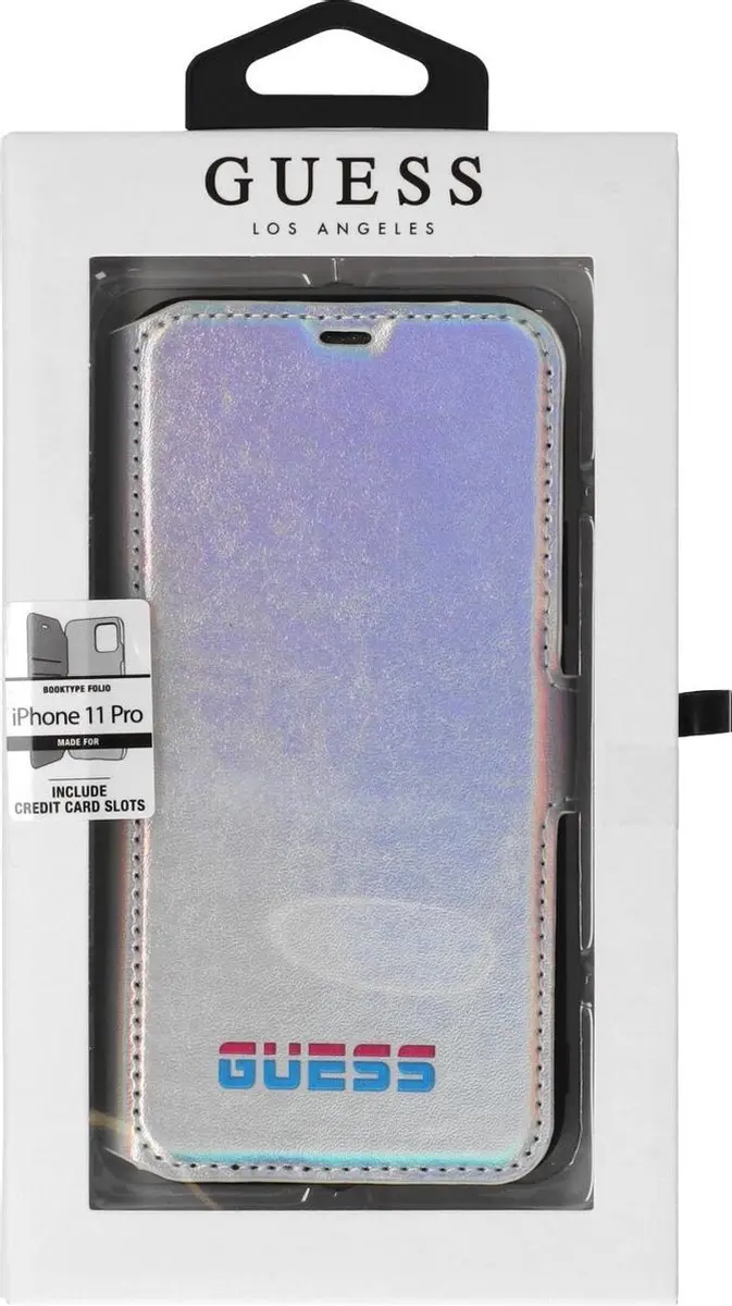 GUESS iPhone 11 Pro Hoesje - Effen Zilver - Kunstleer - 3 Pasjes - afbeelding 6 van 6
