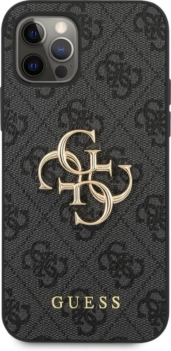 GUESS PU 4G Metal Logo Hoesje - iPhone 12/12 Pro 7270 - Grijs