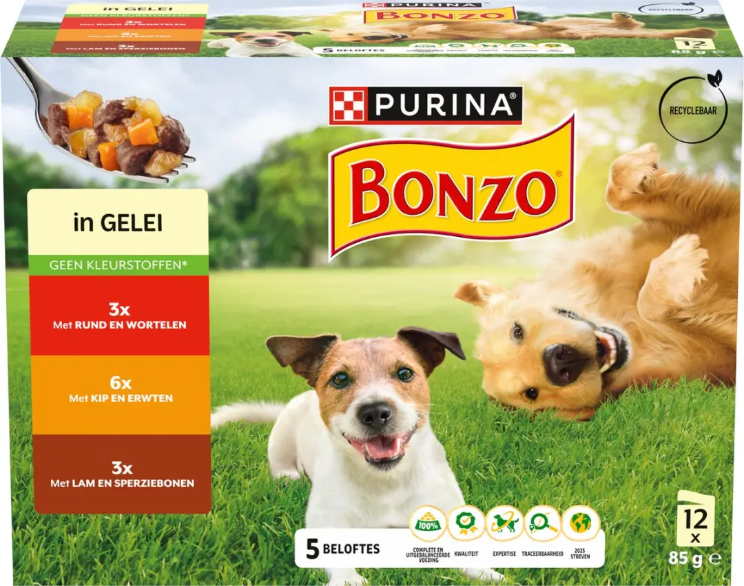 Bonzo Adult Natvoer Rund Kip & Lam - 48 Zakjes