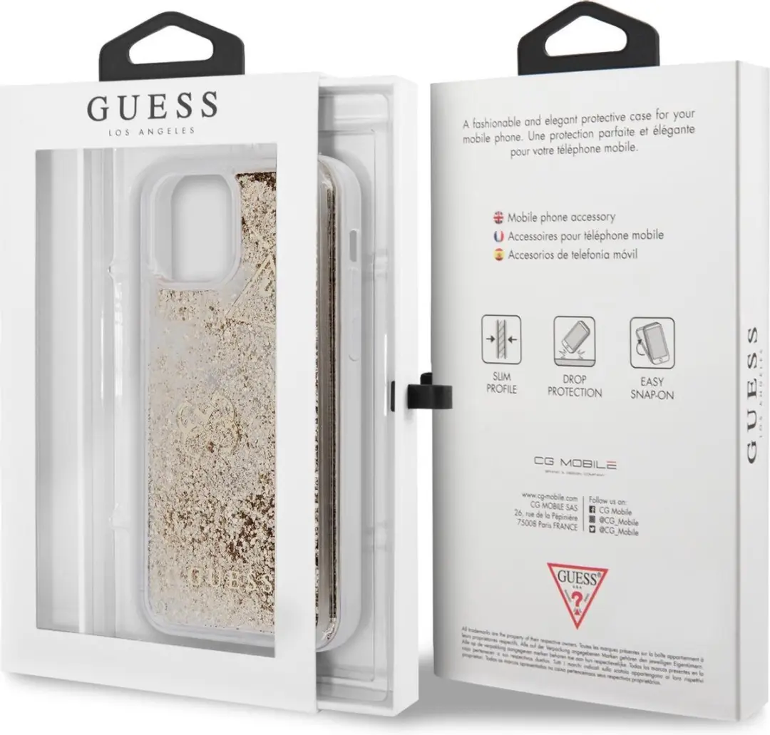 GUESS iPhone 12 Mini Hoesje - Glitter Goud - 3700740481240