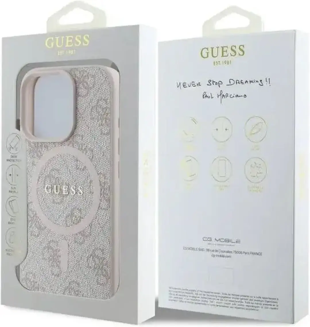 Guess 4G Ring Classic Logo Hoesje iPhone 16 Pro Max - Roze