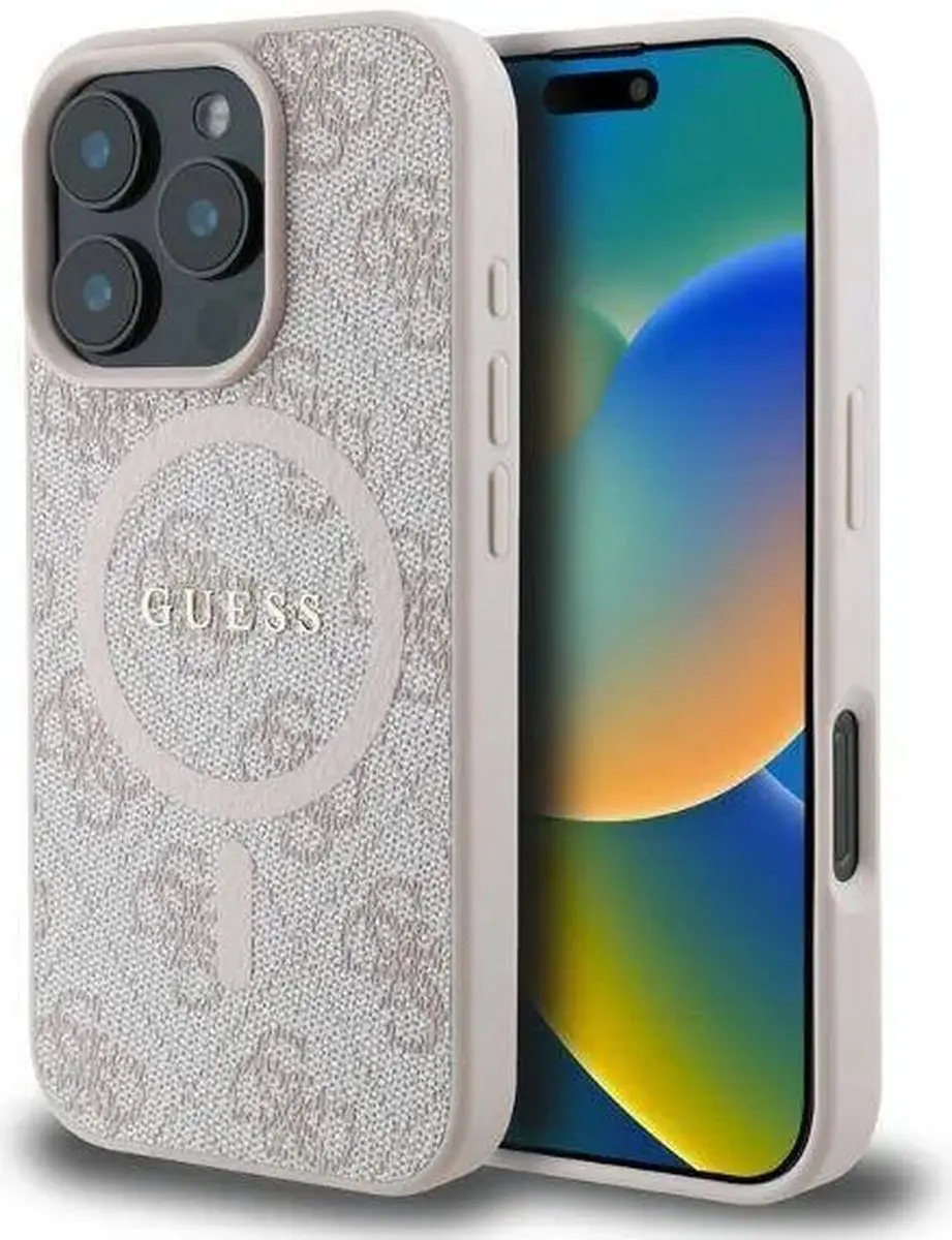 Guess 4G Ring Classic Logo Hoesje iPhone 16 Pro Max - Roze