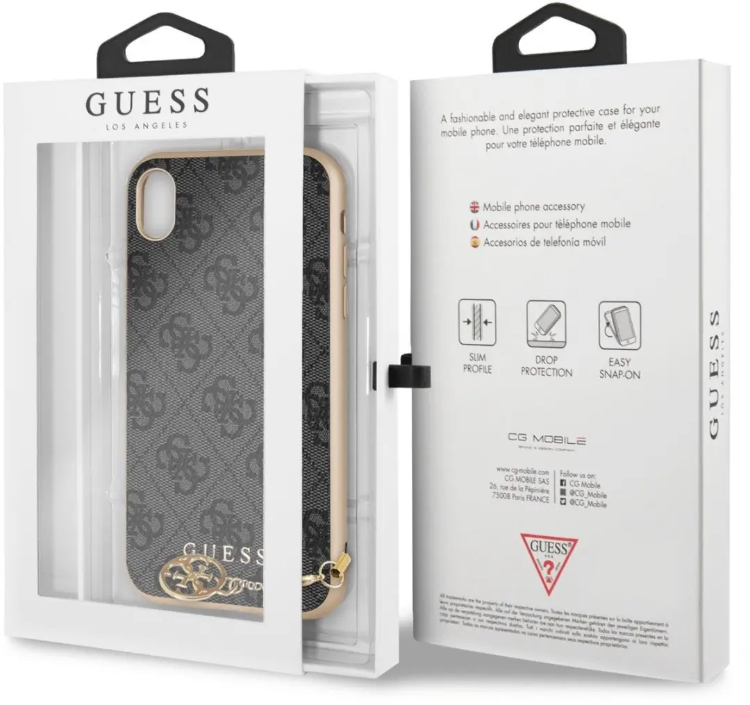 Guess Back Cover iPhone XR - Siliconen Rand - Grijs