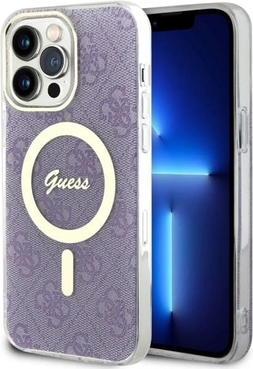 Guess 4G Back Case MagSafe iPhone 14 Pro Max - Paars