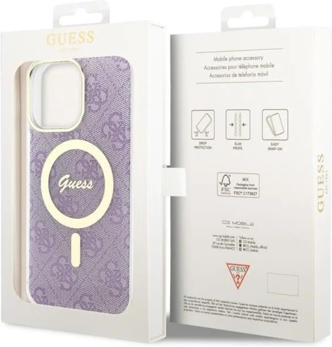 Guess 4G Back Case MagSafe iPhone 14 Pro Max - Paars