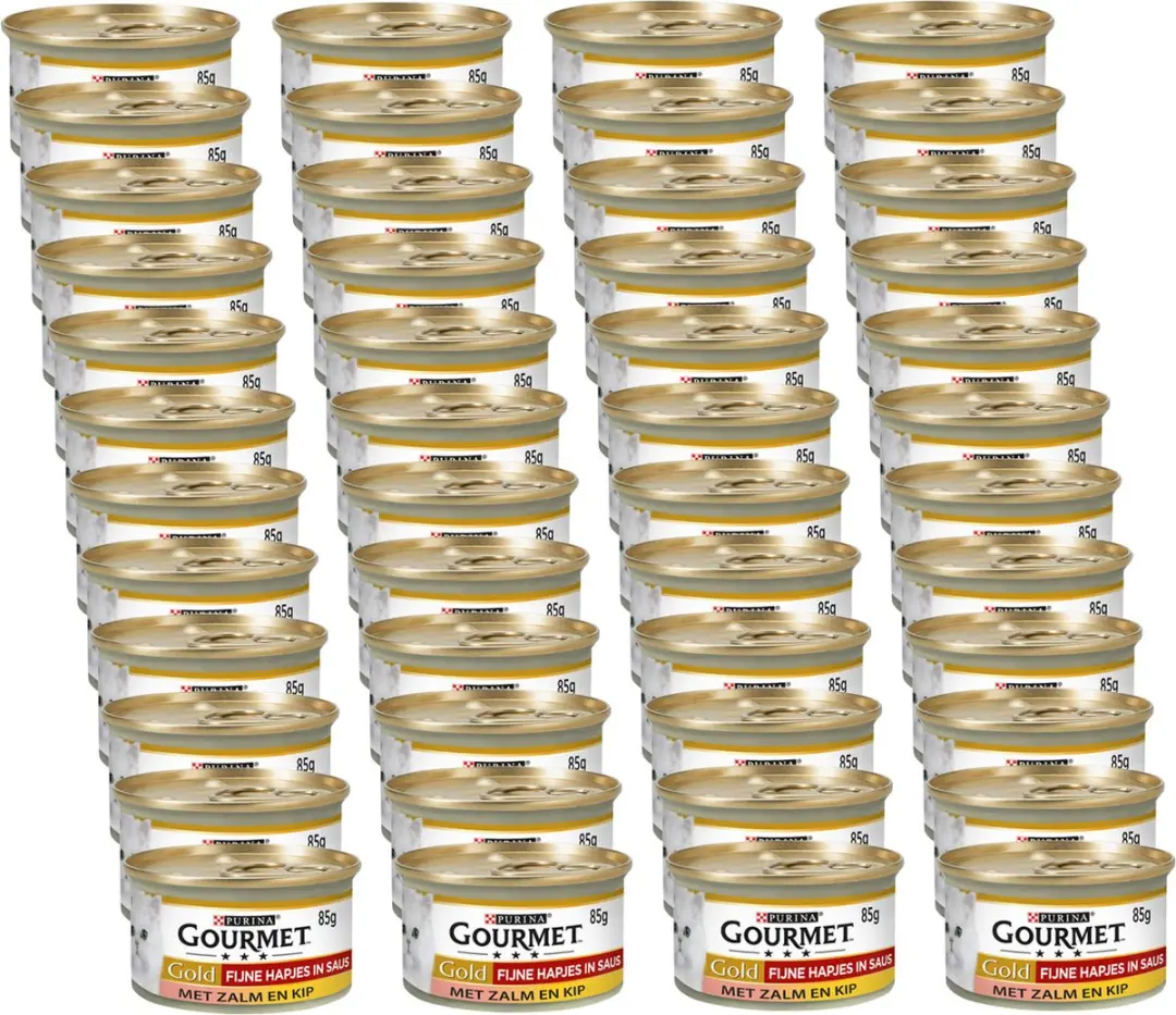 Gourmet Gold Fijne Hap Zalm/Kip Kattenvoer - 48 x 85g