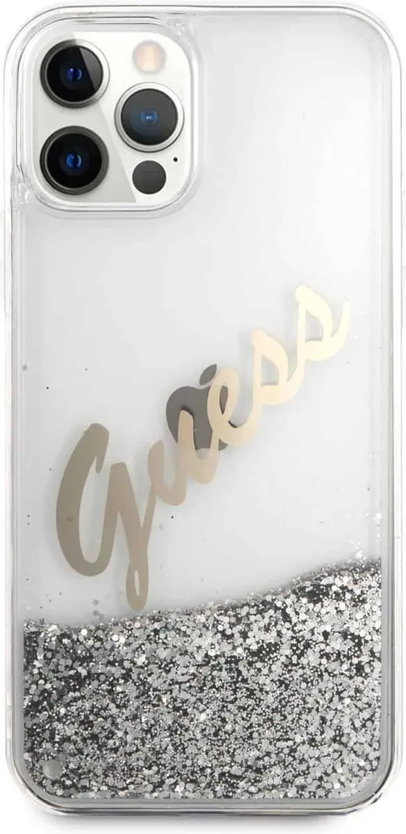 Guess Liquid Glitter Vintage Backcase iPhone 12 Pro Max - 6824 - Grijs - afbeelding 6 van 6