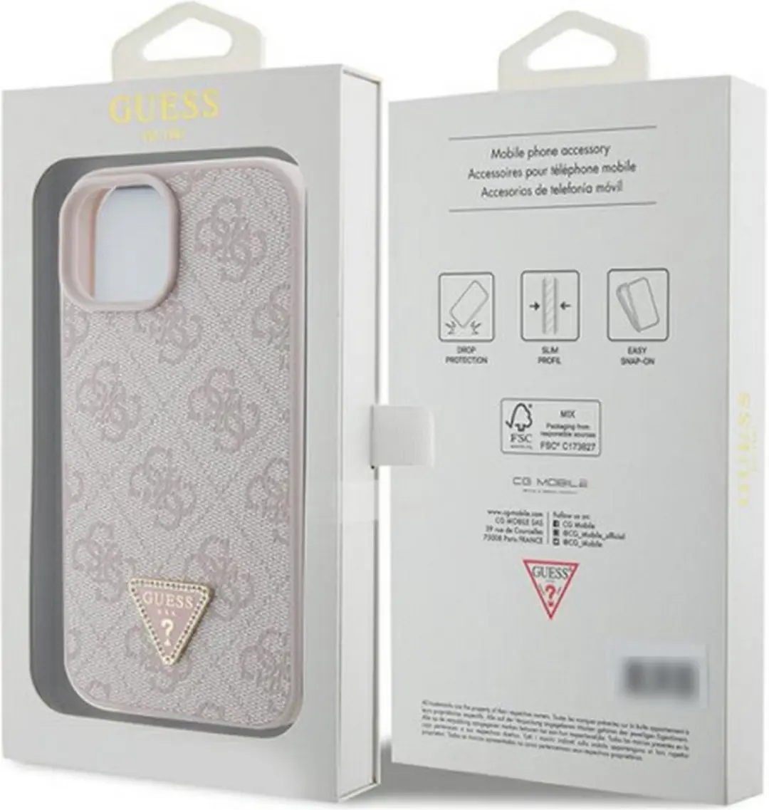 GUESS 4G Triangle Logo Hoesje iPhone 15 - Roze
