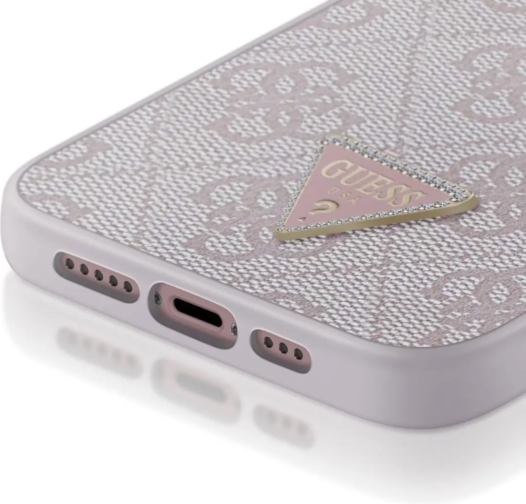 GUESS 4G Triangle Logo Hoesje iPhone 15 - Roze - afbeelding 6 van 6