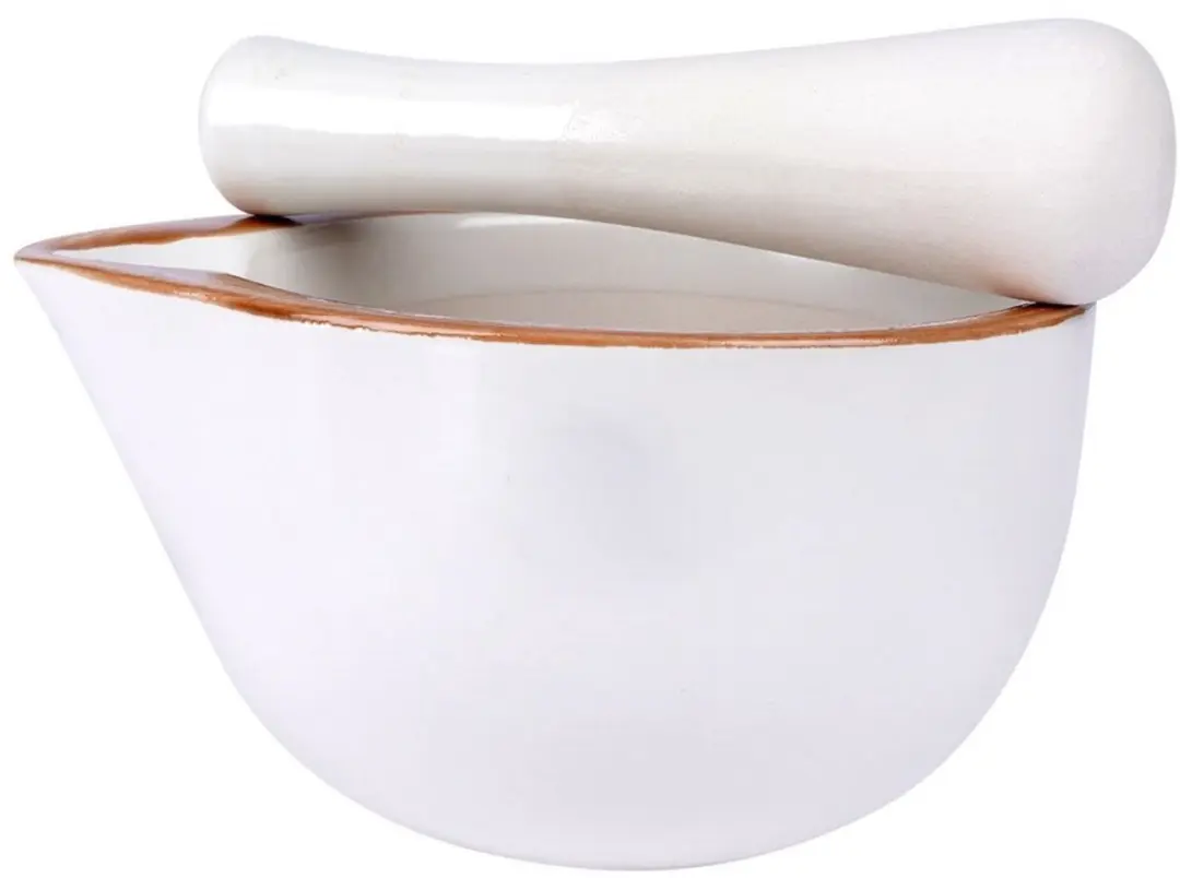 Excellent Houseware Vijzel en Mortel Aardewerk Ø12cm - Crème - afbeelding 3 van 6