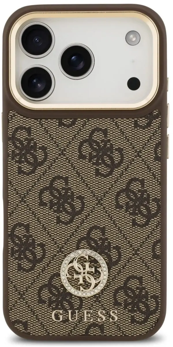GUESS 4G Hoesje Strass Logo iPhone 17 Pro MagSafe - Zwart