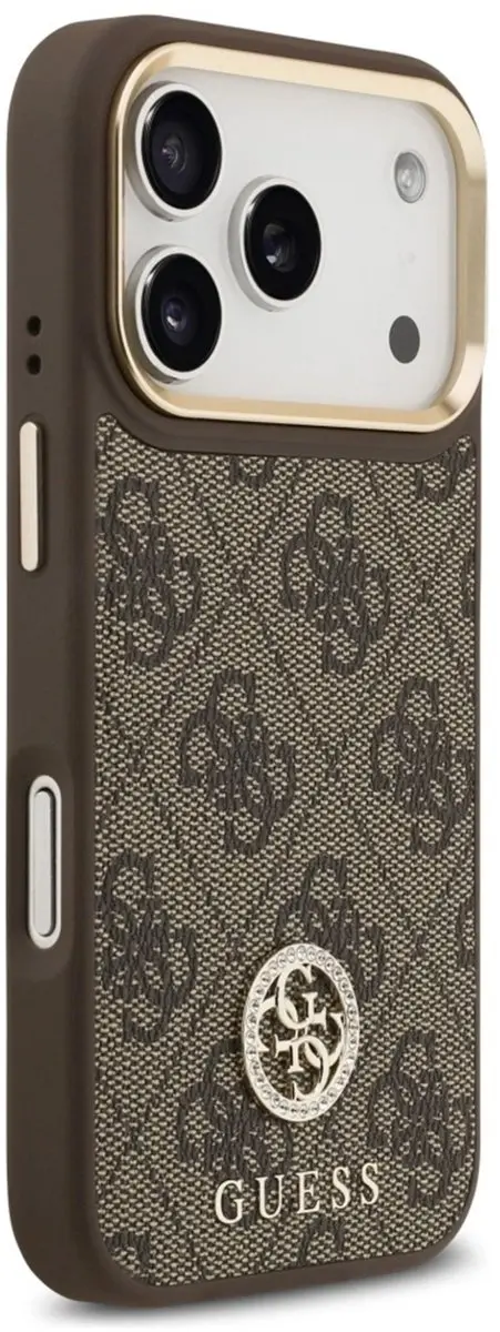 GUESS 4G Hoesje Strass Logo iPhone 17 Pro MagSafe - Zwart