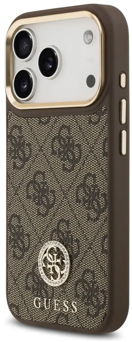 GUESS 4G Hoesje Strass Logo iPhone 17 Pro MagSafe - Zwart