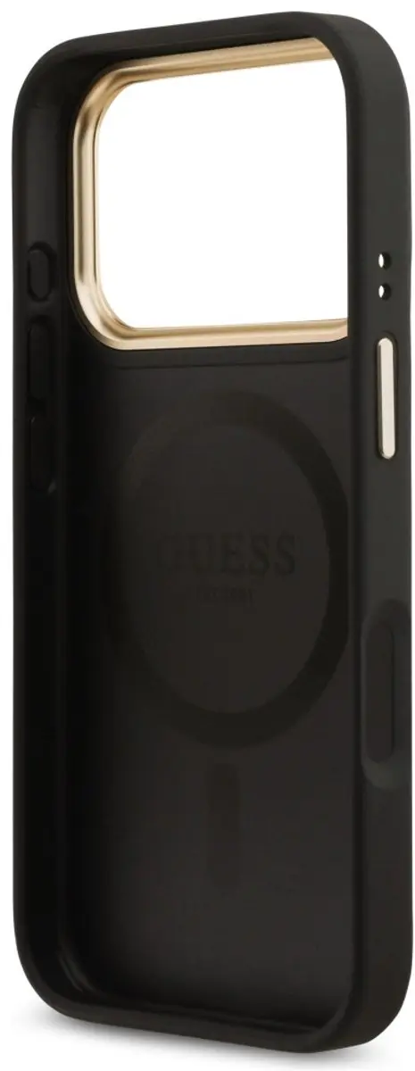 GUESS Case 4G Strass Logo Grote Band Magsafe - iPhone 17 Pro - Zwart