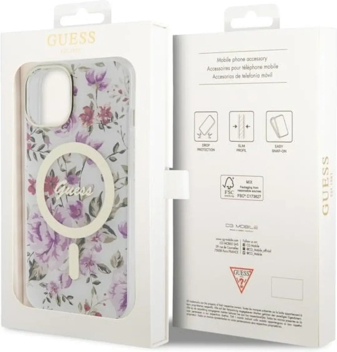 GUESS Flower MagSafe Back Case - iPhone 14 - Transparant