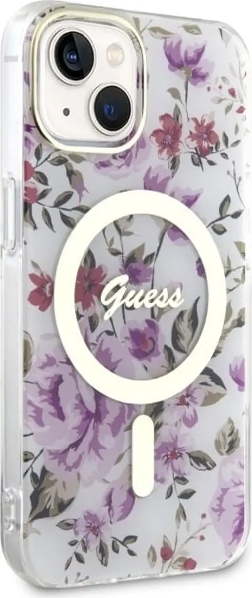 GUESS Flower MagSafe Back Case - iPhone 14 - Transparant
