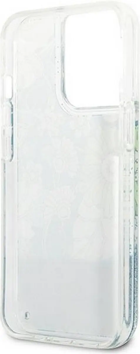 GUESS Flower Liquid Glitter Hoesje iPhone 13 Pro - Groen