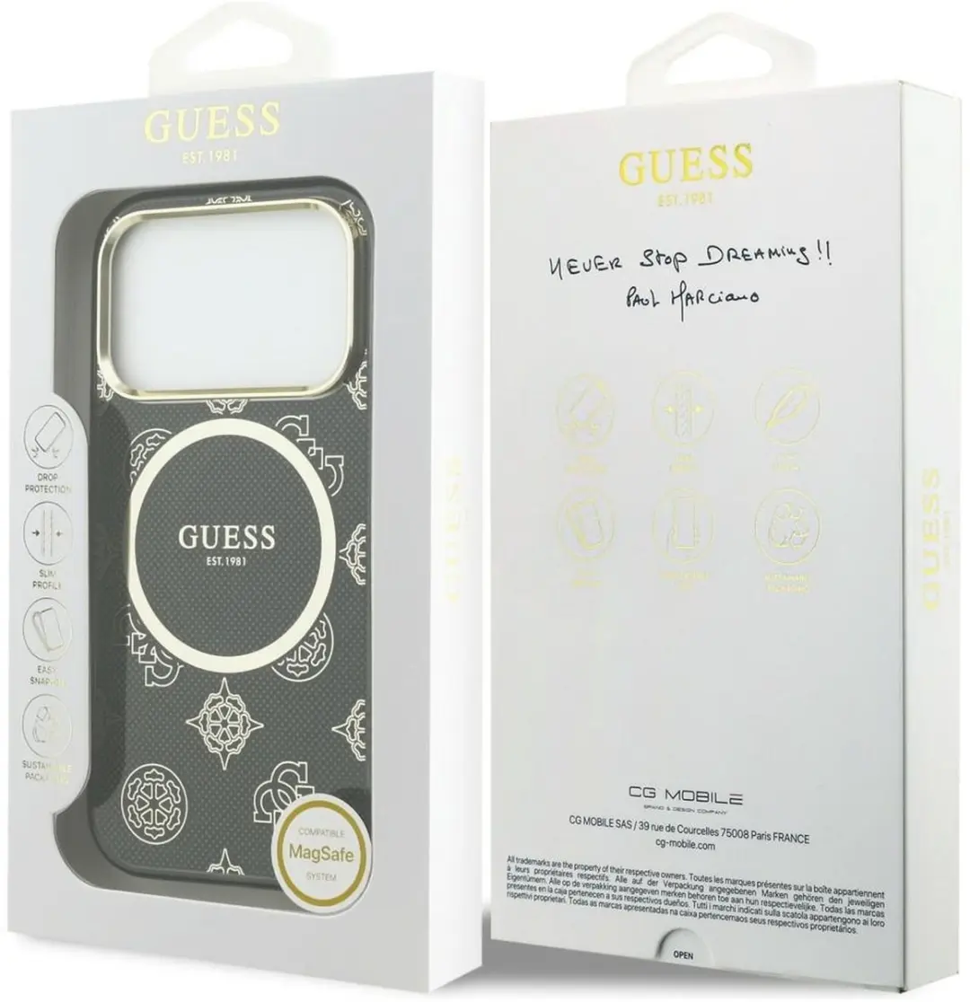 Guess GUHMP17SIPMPLBK Hoesje iPhone 17 Pro - MagSafe - Goud/Zwart