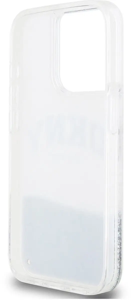 DKNY Liquid Glitter Arch Logo Back Case - iPhone 14 Pro - Wit/Zilver