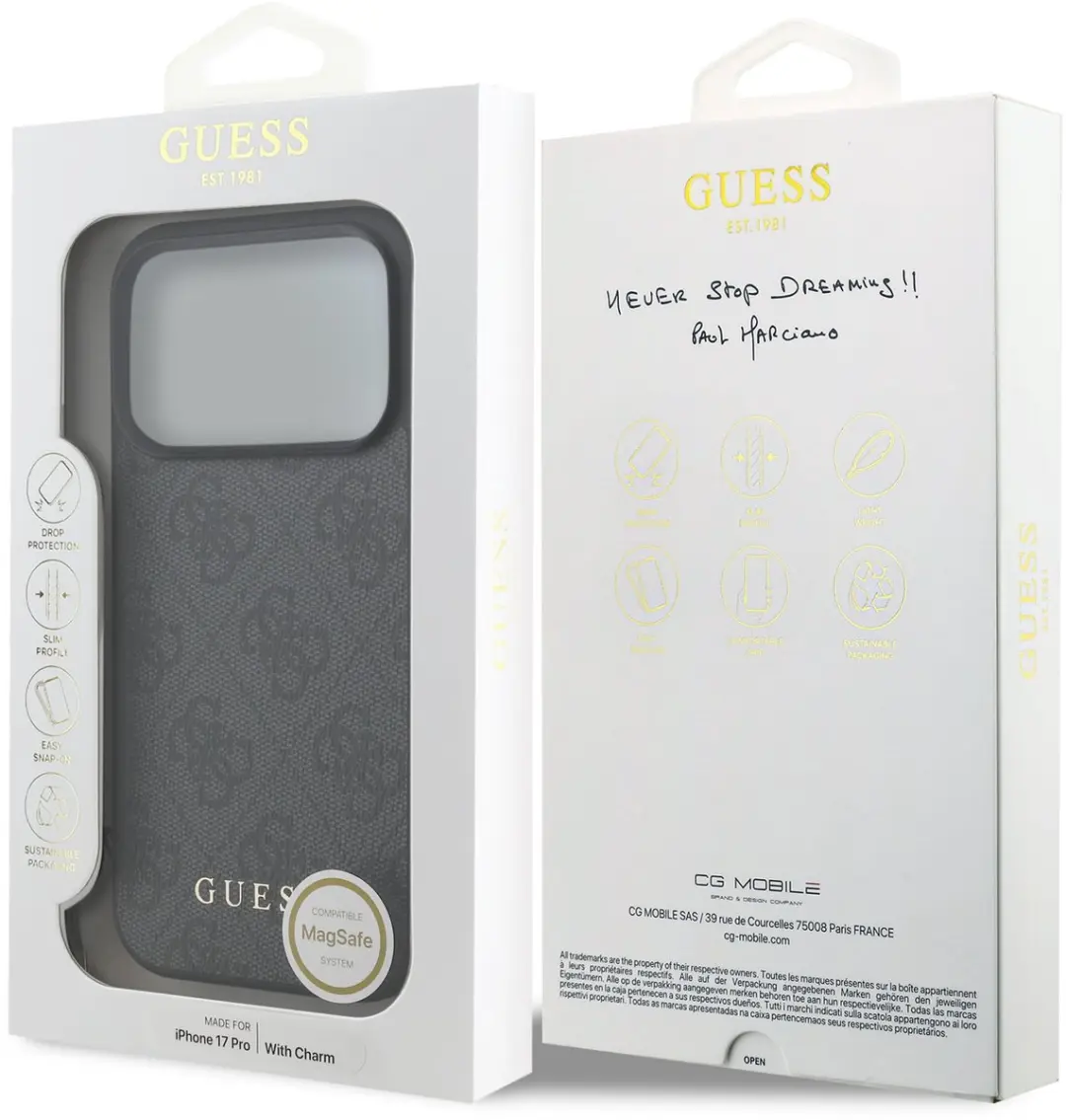 Guess 4G Charm Backcover iPhone 17 Pro - Grijs - MagSafe