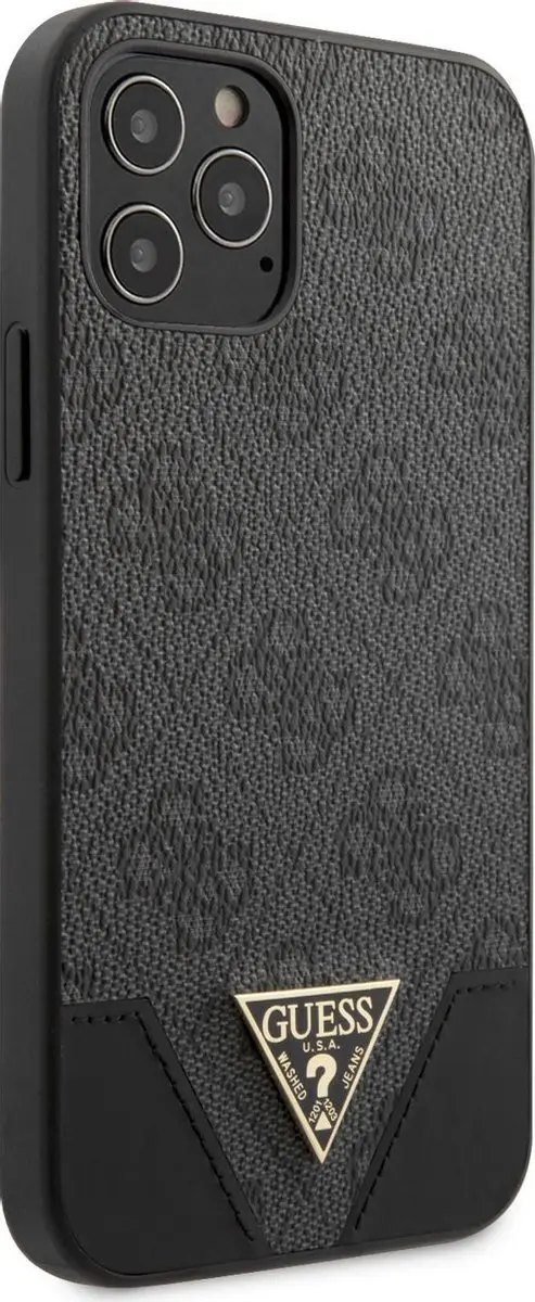 GUESS iPhone 12/12 Pro Backcase - Effen Grijs Kunstleer - afbeelding 5 van 6