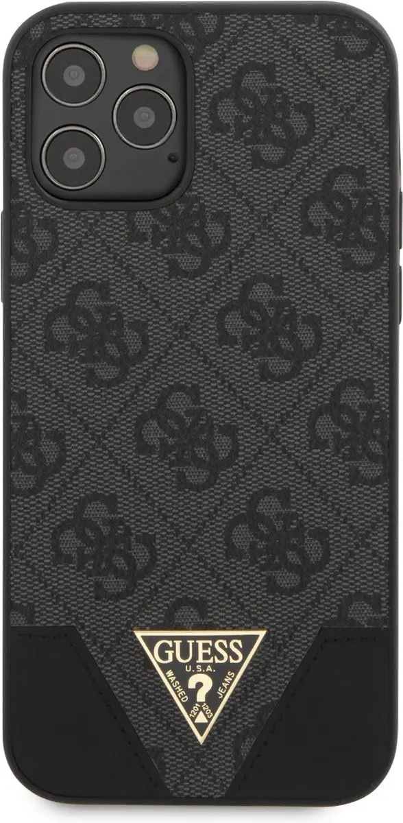 GUESS iPhone 12/12 Pro Backcase - Effen Grijs Kunstleer - afbeelding 3 van 6