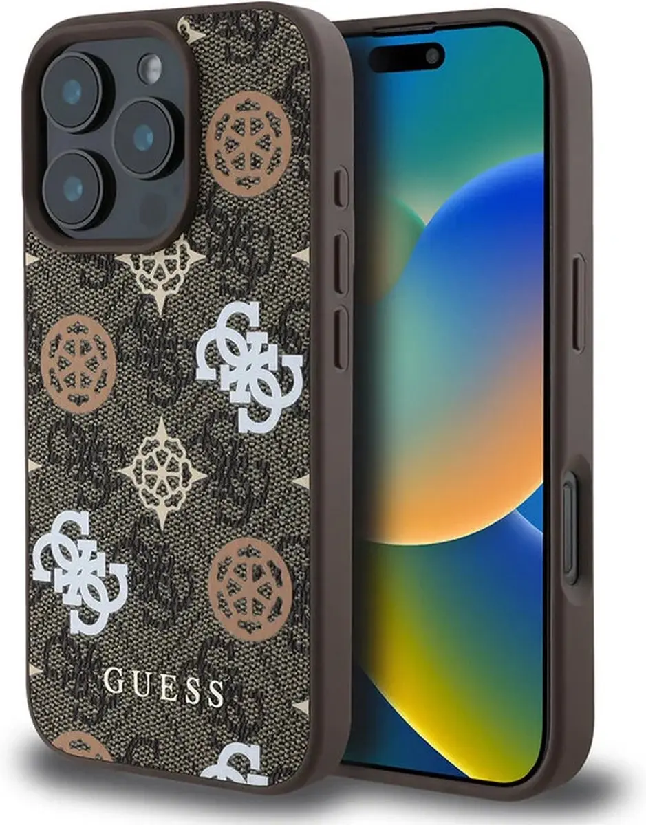 Guess Peony iPhone 16 Pro Hoesje - Bruin - Magsafe