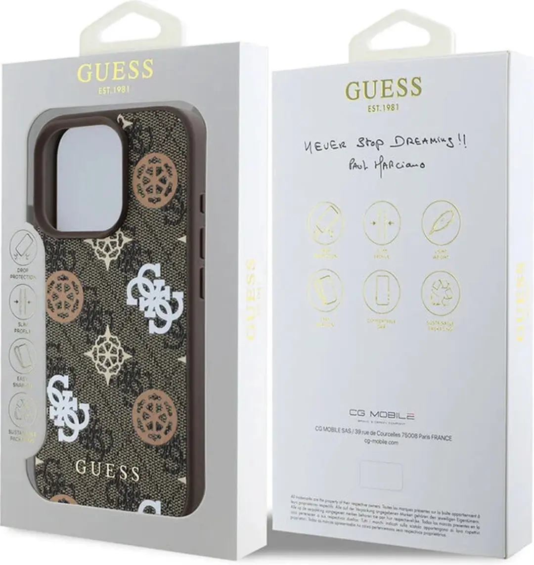 Guess Peony iPhone 16 Pro Hoesje - Bruin - Magsafe