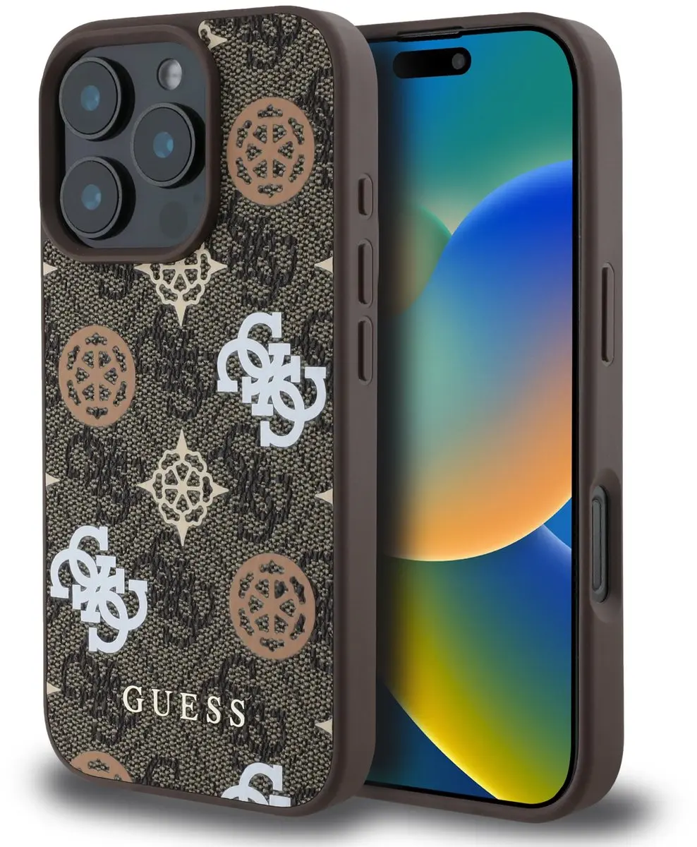 Guess Peony iPhone 16 Pro Hoesje - Bruin - Magsafe