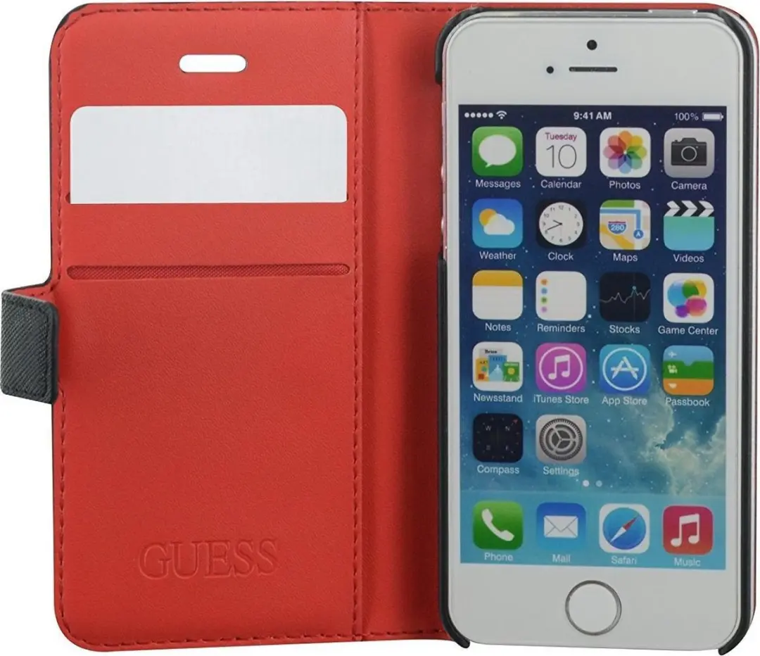 Guess Saffiano Book Case iPhone 5/5s - Bruin - GUFLBKPSETBK