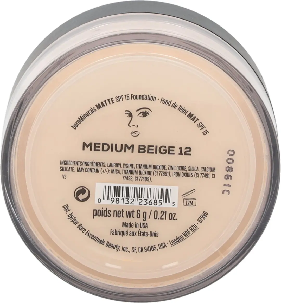 Bareminerals Matte Foundation SPF 15 - Medium Beige 6g - afbeelding 6 van 6