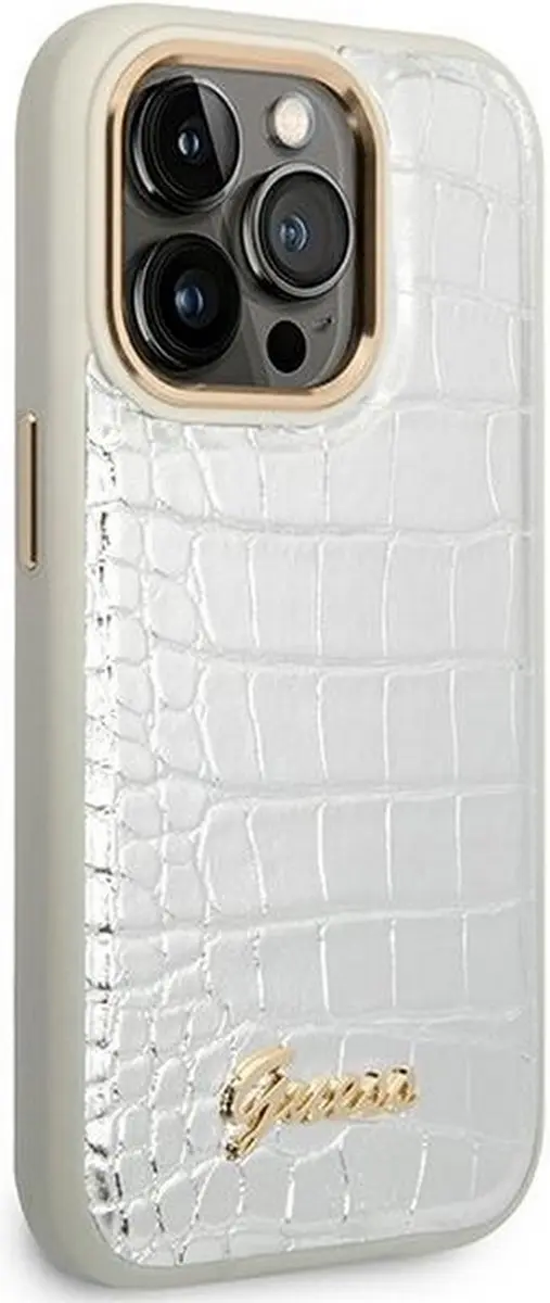 Guess Crocodile Back Case GUHCP14MCRSL - iPhone 14 Pro - Zilver