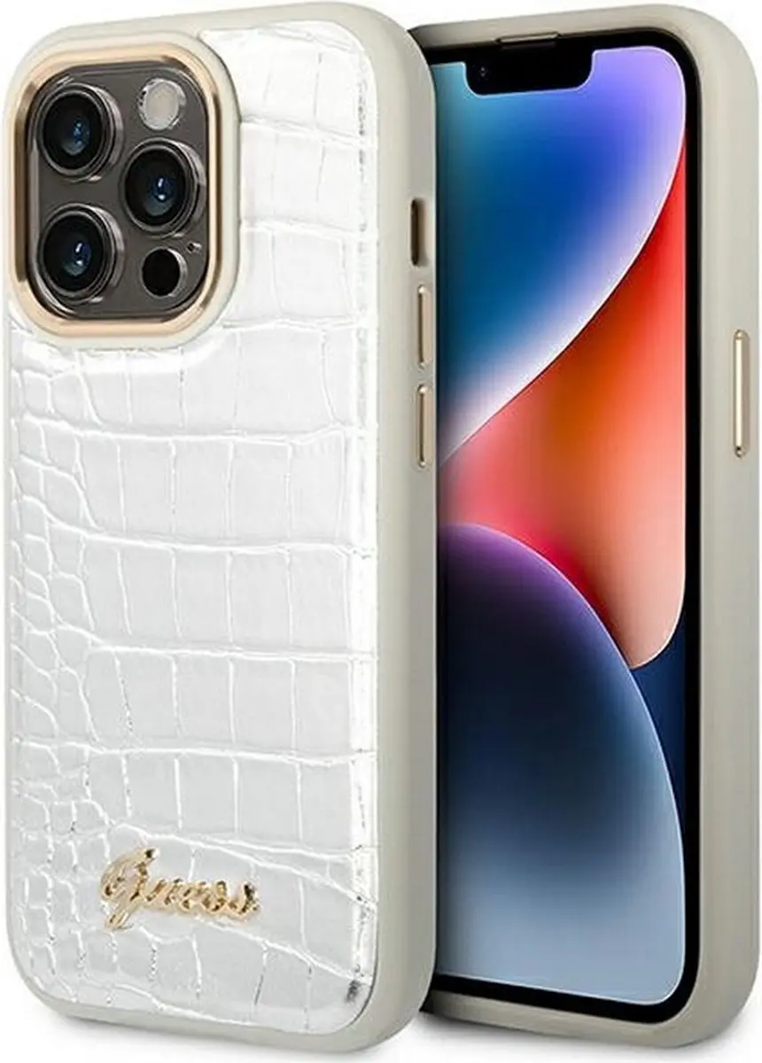 Guess Crocodile Back Case GUHCP14MCRSL - iPhone 14 Pro - Zilver