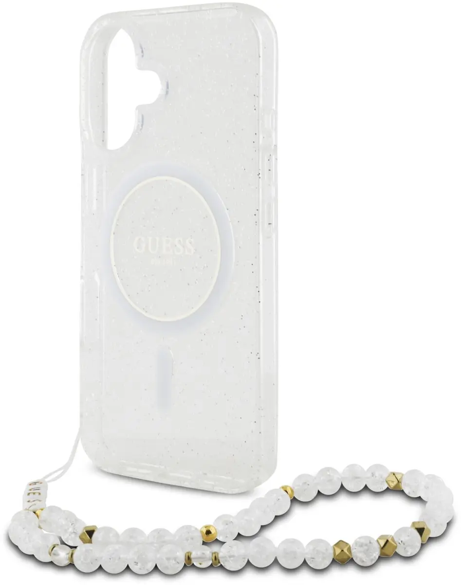 Guess IML Glitter Beads iPhone 16 Hoesje