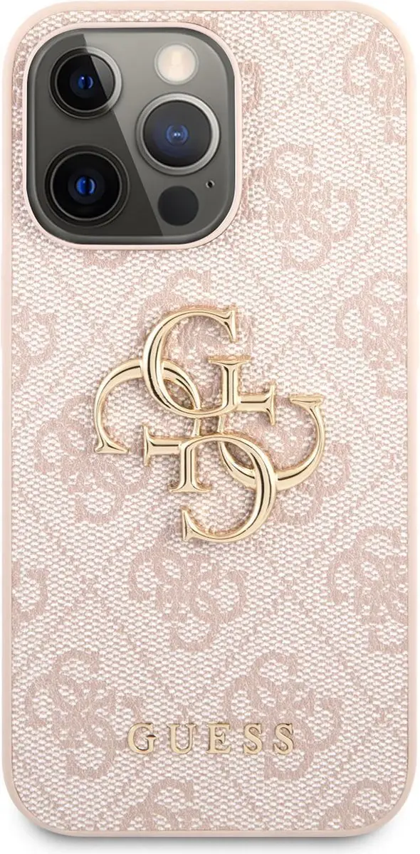 GUESS Backcase Hoesje iPhone 13 Pro - Roze - Kunstleer - MagSafe