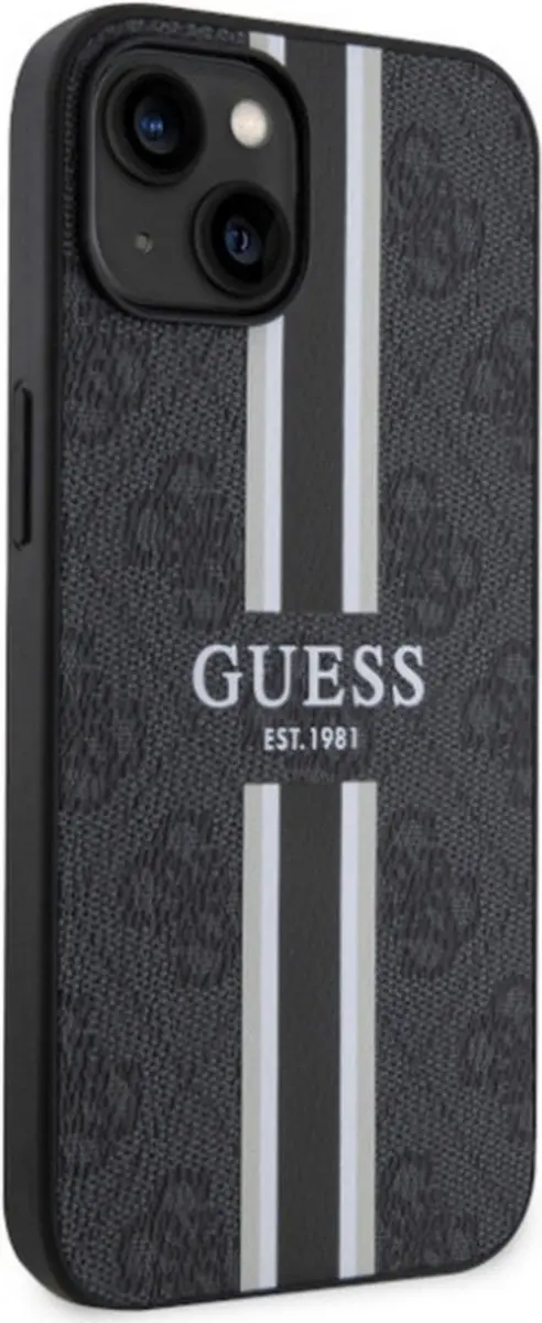 GUESS 4G Printed Stripe Back Case - iPhone 14 - MagSafe - Zwart