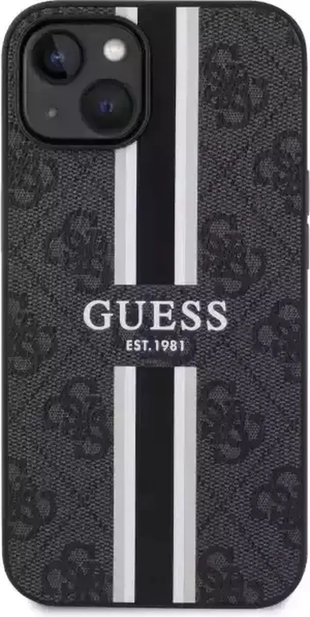 GUESS 4G Printed Stripe Back Case - iPhone 14 - MagSafe - Zwart