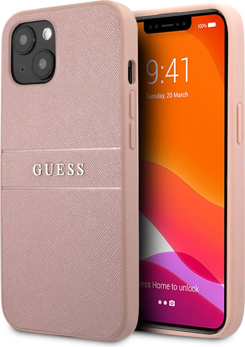 Guess Saffiano iPhone 13 Hoesje - Roze - 7569