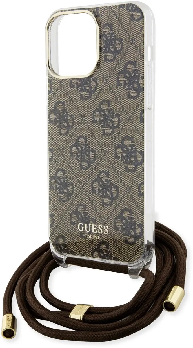 GUESS 4G Printed Crossbody Hoesje iPhone 15 Pro Max - Bruin