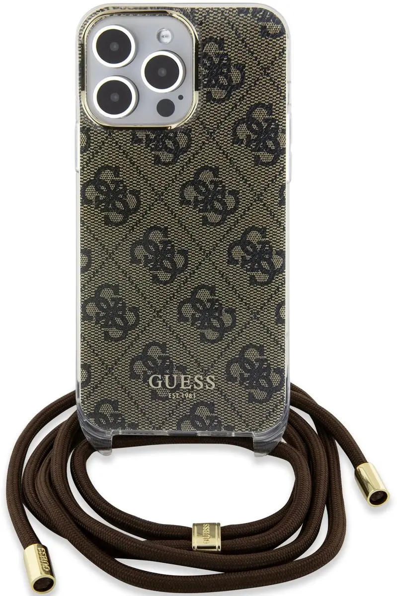 GUESS 4G Printed Crossbody Hoesje iPhone 15 Pro Max - Bruin - afbeelding 6 van 6