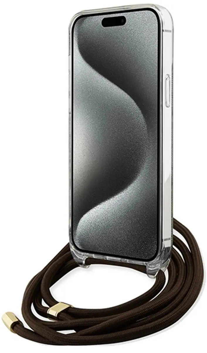GUESS 4G Printed Crossbody Hoesje iPhone 15 Pro Max - Bruin