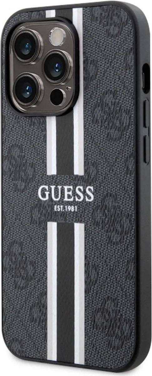 GUESS 4G Printed Stripe Back Case - iPhone 14 Pro - Zwart