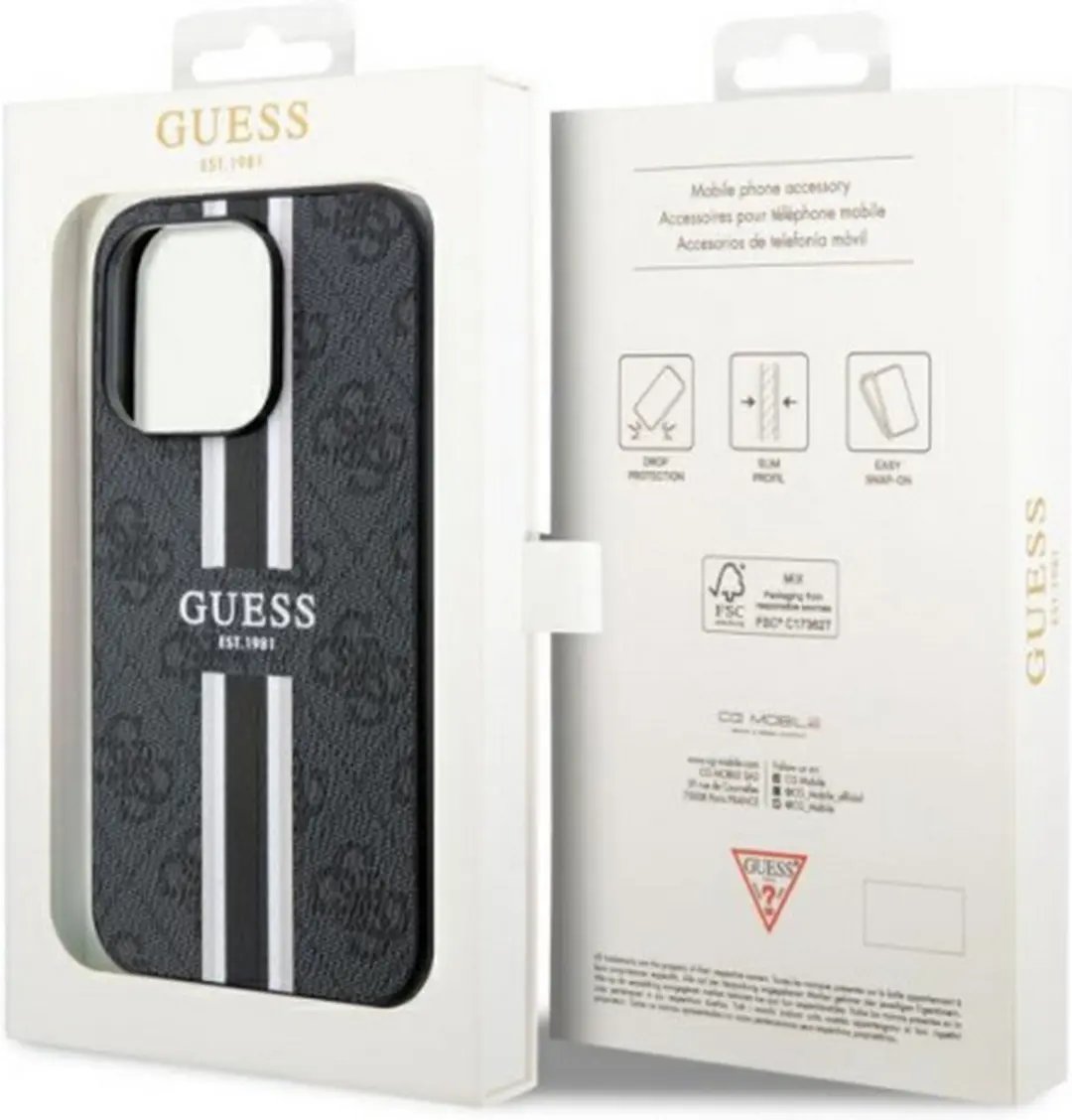 GUESS 4G Printed Stripe Back Case - iPhone 14 Pro - Zwart
