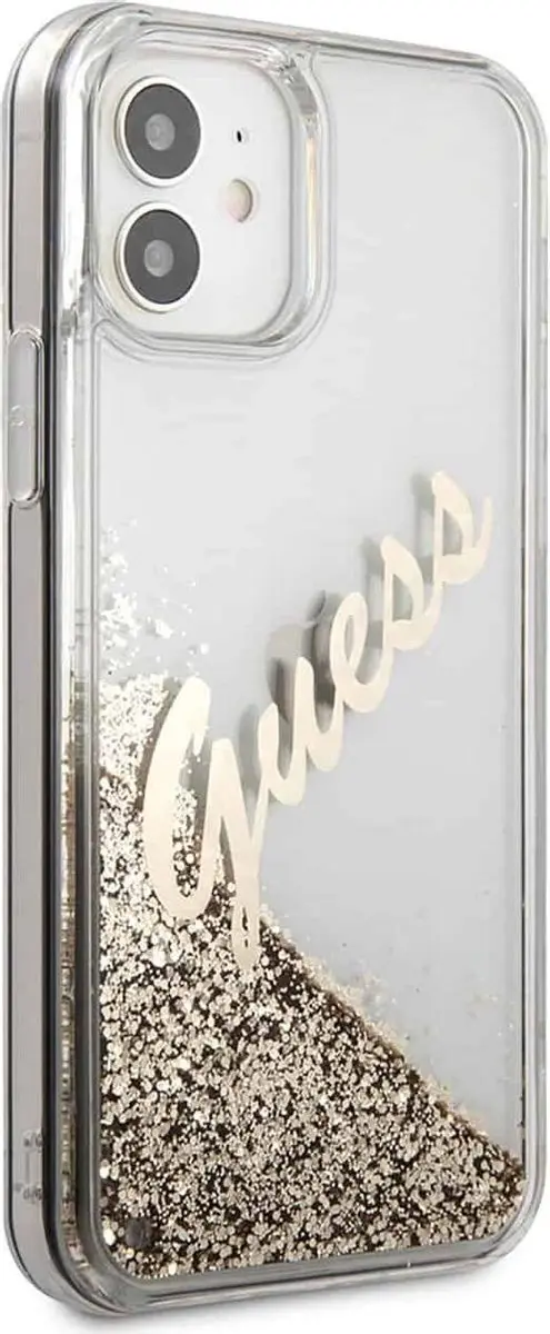 GUESS Liquid Glitter Vintage Backcase - iPhone 12 Mini - Goud - MPN 6816