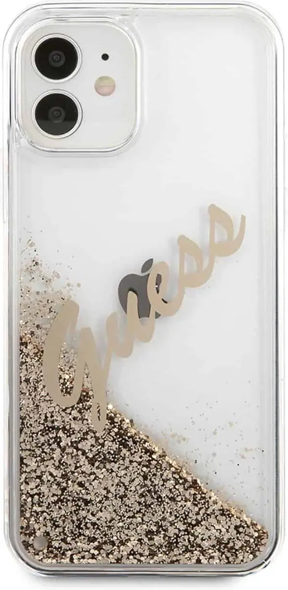 GUESS Liquid Glitter Vintage Backcase - iPhone 12 Mini - Goud - MPN 6816