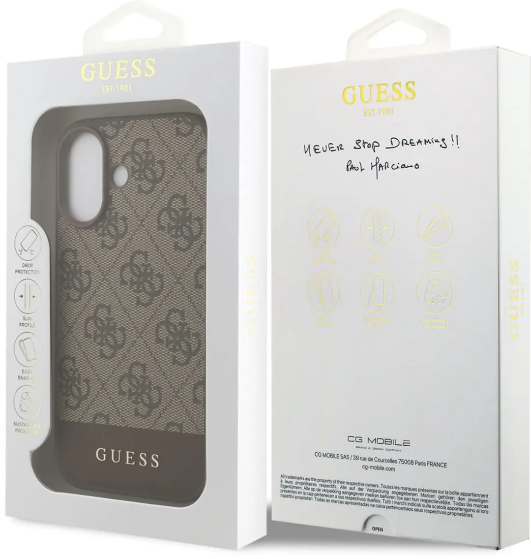 Guess Back Cover Hoesje iPhone 17 - Bruin - Schokabsorberend