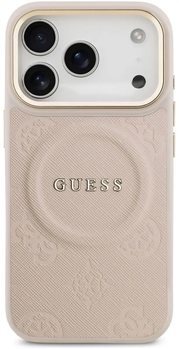 GUESS Peony Hot Stamp Hoesje iPhone 17 Pro MagSafe - Zwart