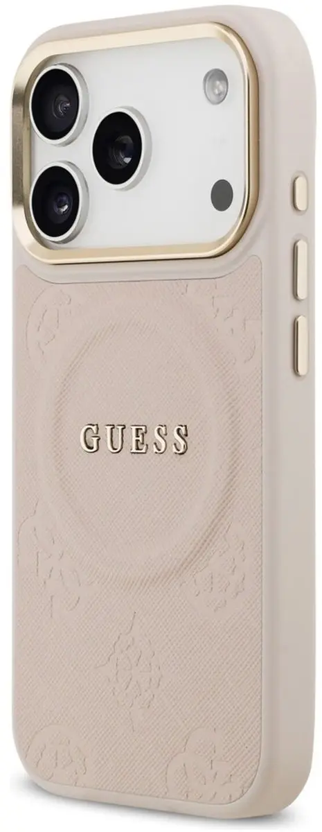 GUESS Peony Hot Stamp Hoesje iPhone 17 Pro MagSafe - Zwart