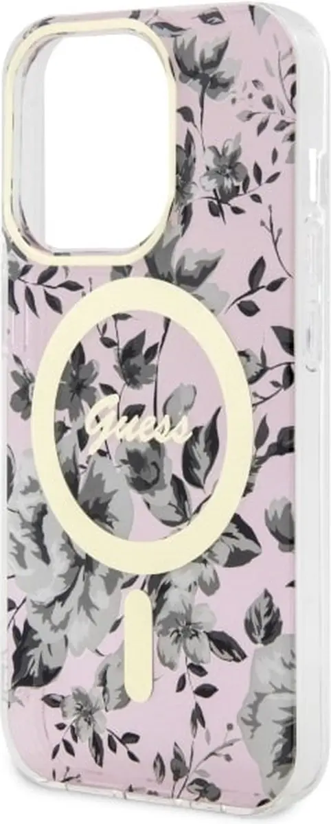 GUESS Flower Back Case MagSafe - iPhone 14 Pro Roze - afbeelding 6 van 6